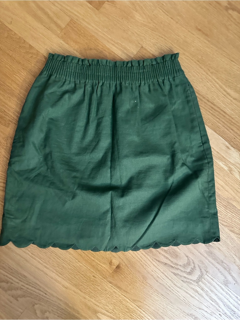 J. Crew Dark Green Scallop-Hem Mini Skirt